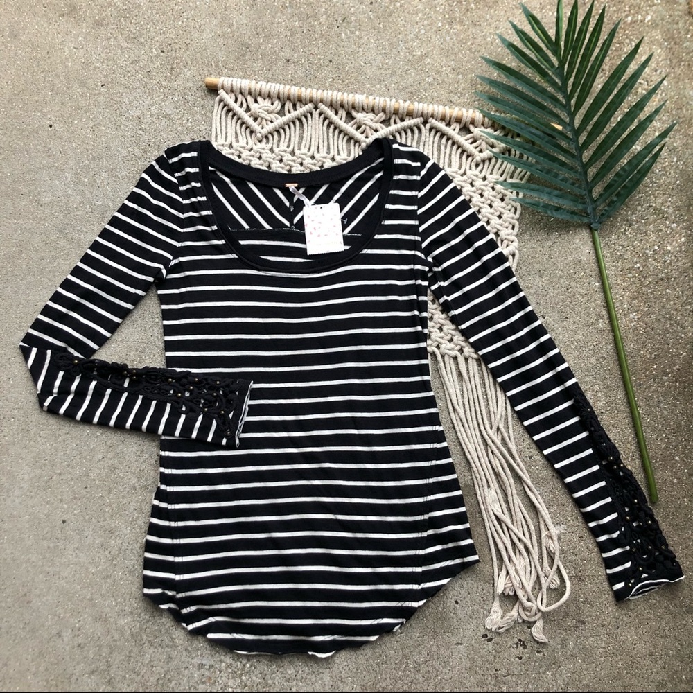 New Free People Striped Long Sleeve Top Size Small